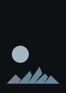 Geometric mountains silhouette, landscape art illustration 