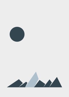 Geometric mountains silhouette, landscape art illustration 