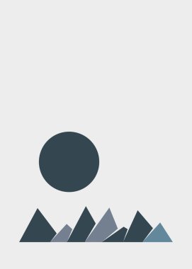 Geometric mountains silhouette, landscape art illustration 