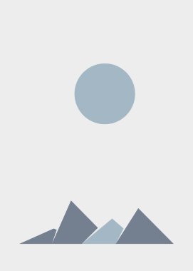 Geometric mountains silhouette, landscape art illustration 