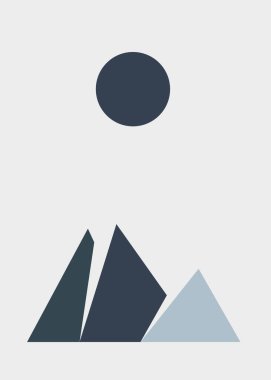 Geometric mountains silhouette, landscape art illustration 