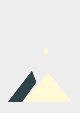Geometric mountains silhouette, landscape art illustration 