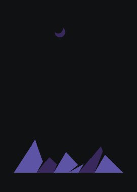 Geometric mountains silhouette, landscape art illustration 