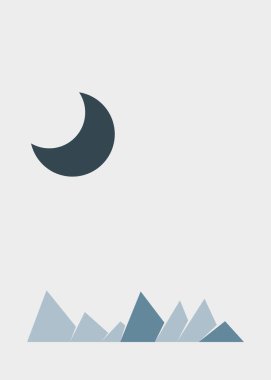 Geometric mountains silhouette, landscape art illustration 