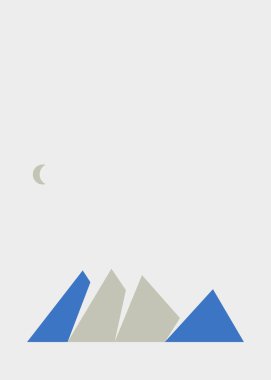 Geometric mountains silhouette, landscape art illustration 