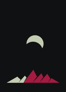 Geometric mountains silhouette, landscape art illustration 