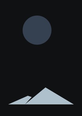 Geometric mountains silhouette, landscape art illustration 