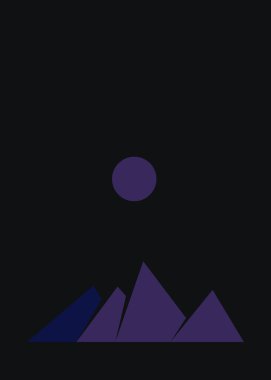 Geometric mountains silhouette, landscape art illustration 