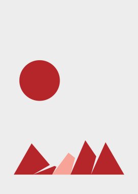Geometric mountains silhouette, landscape art illustration 