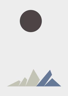 Geometric mountains silhouette, landscape art illustration 
