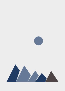 Geometric mountains silhouette, landscape art illustration 