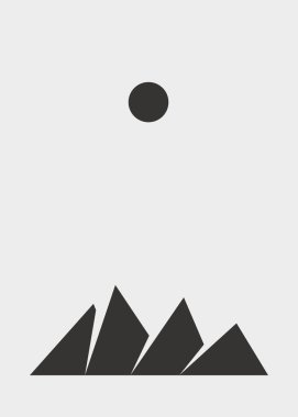 Geometric mountains silhouette, landscape art illustration 