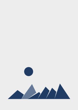 Geometric mountains silhouette, landscape art illustration 