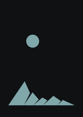 Geometric mountains silhouette, landscape art illustration 