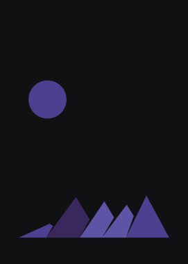 Geometric mountains silhouette, landscape art illustration 