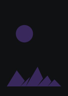 Geometric mountains silhouette, landscape art illustration 
