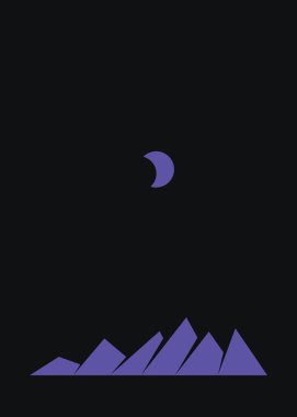Geometric mountains silhouette, landscape art illustration 