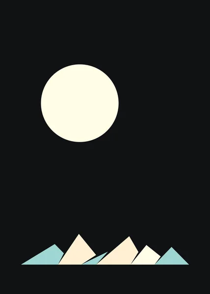 Geometric Mountains Silhouette Landscape Art Illustration — Stok Vektör