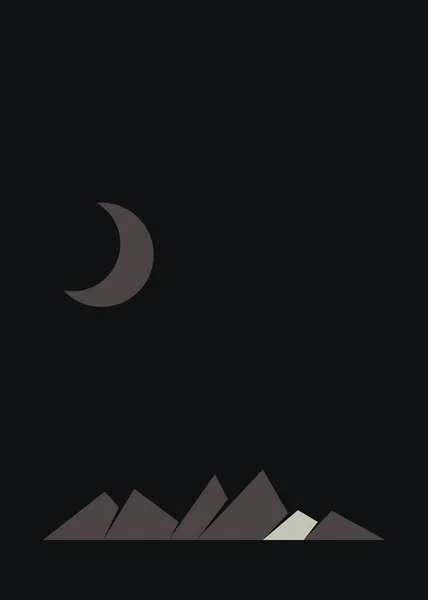 Geometric Mountains Silhouette Landscape Art Poster Illustration — Stock Vector