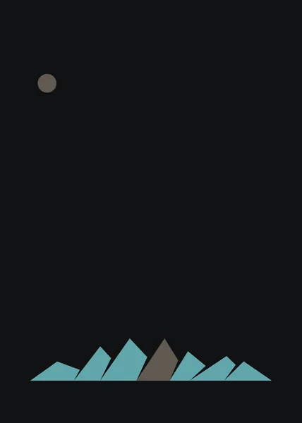 Geometric Mountains Silhouette Landscape Art Illustration — Stok Vektör