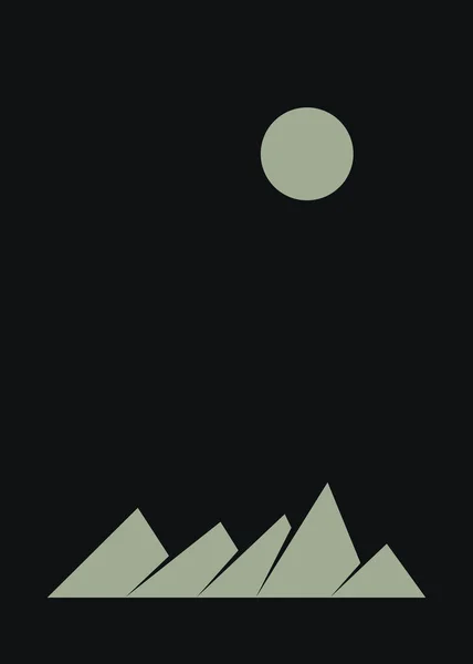 Geometric Mountains Silhouette Landscape Art Illustration — Stok Vektör