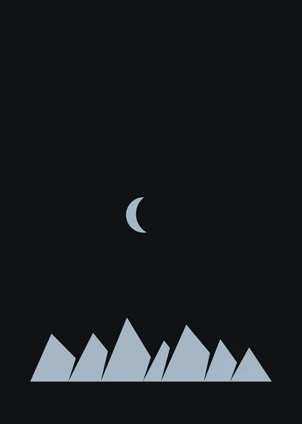 Geometric Mountains Silhouette Landscape Art Illustration — Stock Vector