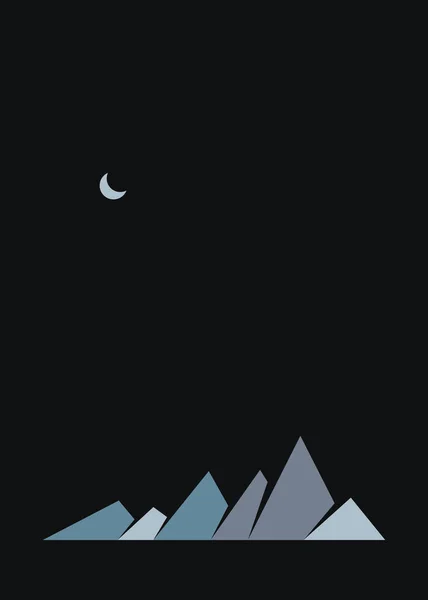 Montañas Geométricas Silueta Paisaje Arte Cartel Ilustración — Vector de stock