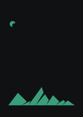 Geometric mountains silhouette, landscape art illustration 