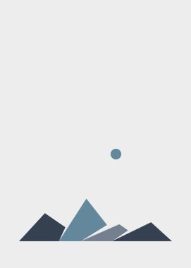 Geometric mountains silhouette, landscape art illustration 