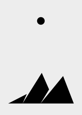 Geometric mountains silhouette, landscape art illustration 