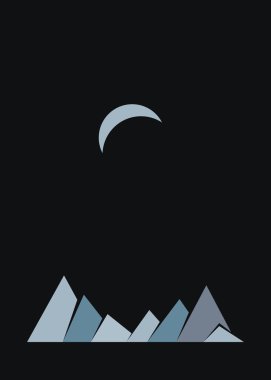 Geometric mountains silhouette, landscape art illustration 