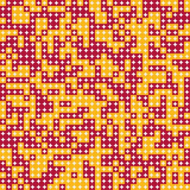 Soyut renk geometrik mozaik desen üretici hesaplama sanatı illüstrasyonu, fayans renk parçalarının taklit edilmesi