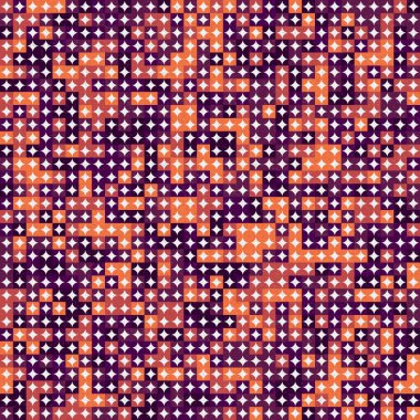 Soyut renk geometrik mozaik desen üretici hesaplama sanatı illüstrasyonu, fayans renk parçalarının taklit edilmesi