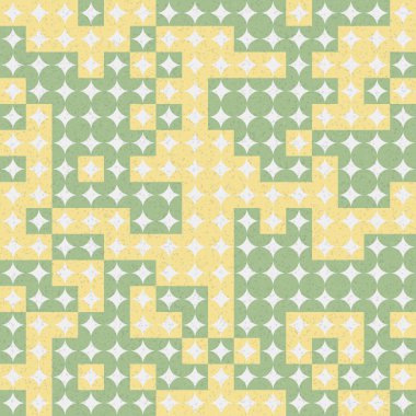 Soyut renk geometrik mozaik desen üretici hesaplama sanatı illüstrasyonu, fayans renk parçalarının taklit edilmesi