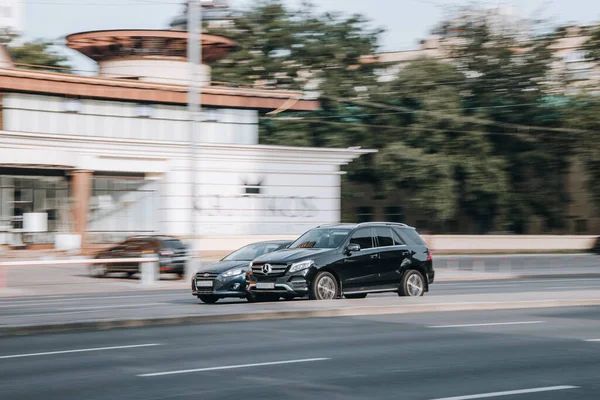 Ukrajina Kyjev Července 2021 Černý Mercedes Benz Gle Vůz Pohybující — Stock fotografie