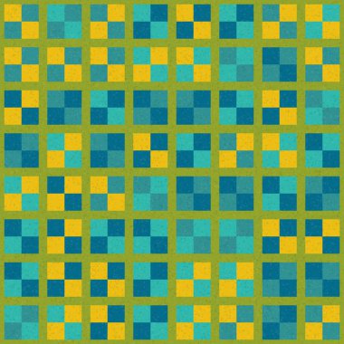 Soyut renk geometrik mozaik desen üretici hesaplama sanatı illüstrasyonu, fayans renk parçalarının taklit edilmesi