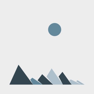 Geometrik Dağlar, siluet manzara, vektör illüstrasyonu 