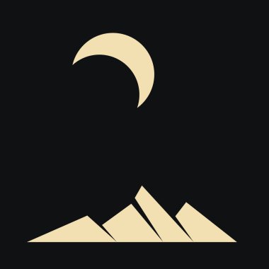 Geometrik Dağlar, siluet manzara, vektör illüstrasyonu 