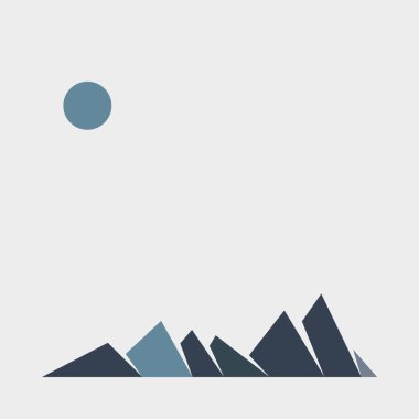 Geometrik Dağlar siluet manzara resmi 