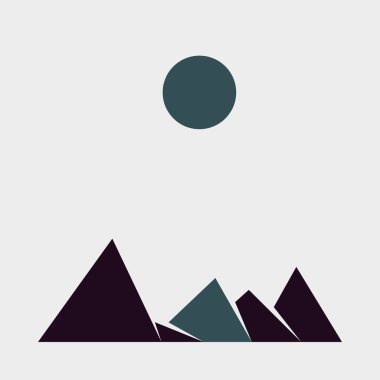 Geometrik Dağlar, siluet manzara, vektör illüstrasyonu 