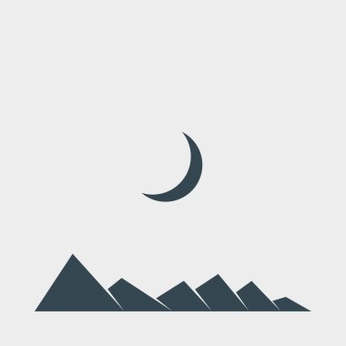 Geometrik Dağlar, siluet manzara, vektör illüstrasyonu 