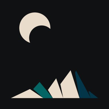 Geometrik Dağlar siluet manzara resmi 