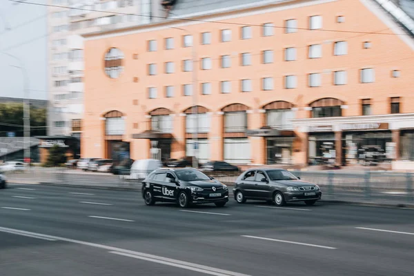 Украина Киев Июля 2021 Черный Автомобиль Renault Megane Движется Улице — стоковое фото