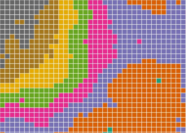 Gekleurde Abstracte Computationele Kunstachtergrond Met Pixels — Stockvector