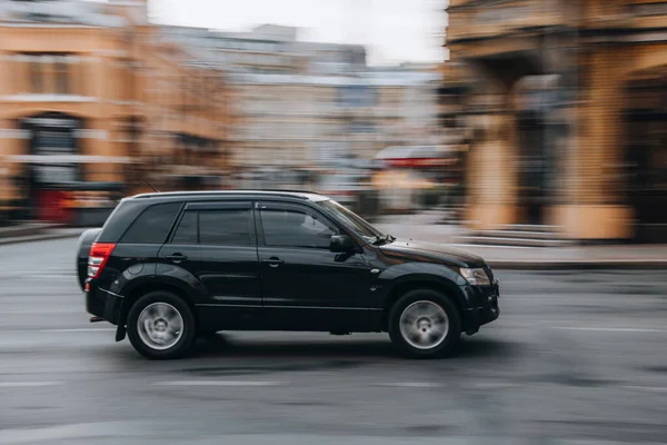 Ukrajina Kyjev Června 2021 Černá Suzuki Grand Vitara Auto Pohybující — Stock fotografie