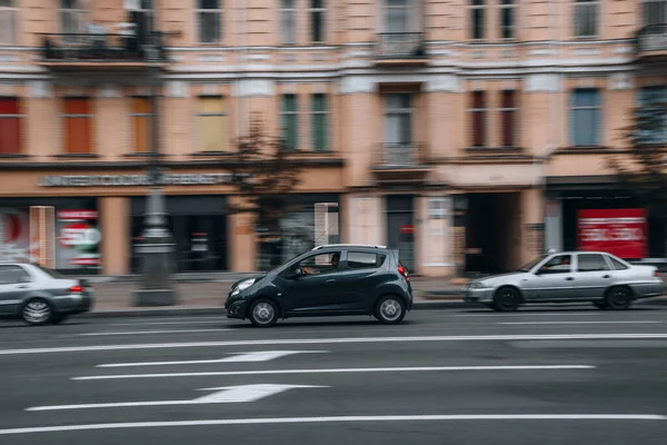 Ukraine Kyiv June 2021 Black Ravon Car Moving Street — Stock Photo, Image