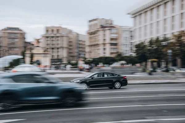 Ukraine Kiew Juni 2021 Ein Hellblauer Audi Fährt Auf Die — Stockfoto