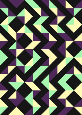 Soyut renk geometrik mozaik desen üretken hesaplama sanatı çizimi, fayans rengi parçalarının taklidi