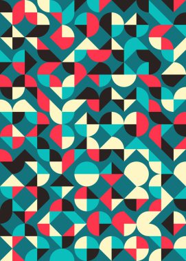 Soyut renk geometrik mozaik desen üretken hesaplama sanatı çizimi, fayans rengi parçalarının taklidi