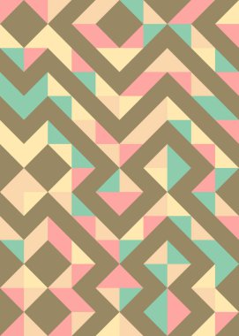 Soyut renk geometrik mozaik desen üretken hesaplama sanatı çizimi, fayans rengi parçalarının taklidi